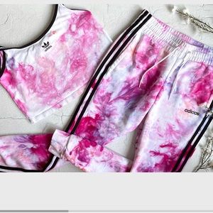 Tie Dye Adidas Set | Tie Dye Adidas Cropped Cami + Tie Dye Adidas Joggers